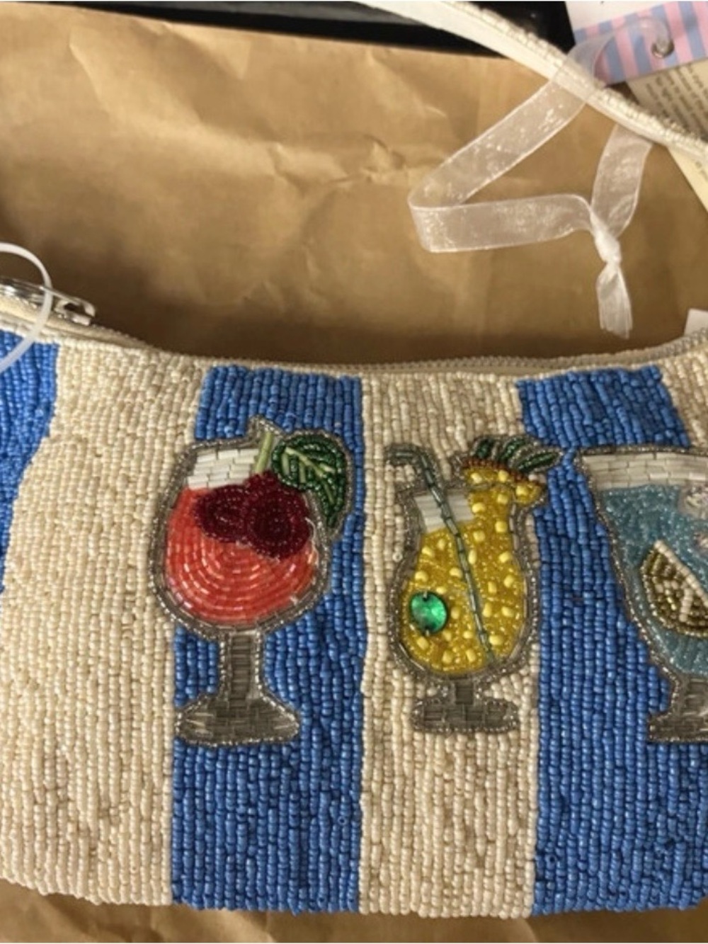 NWT beaded cocktail bag with cocktail charm